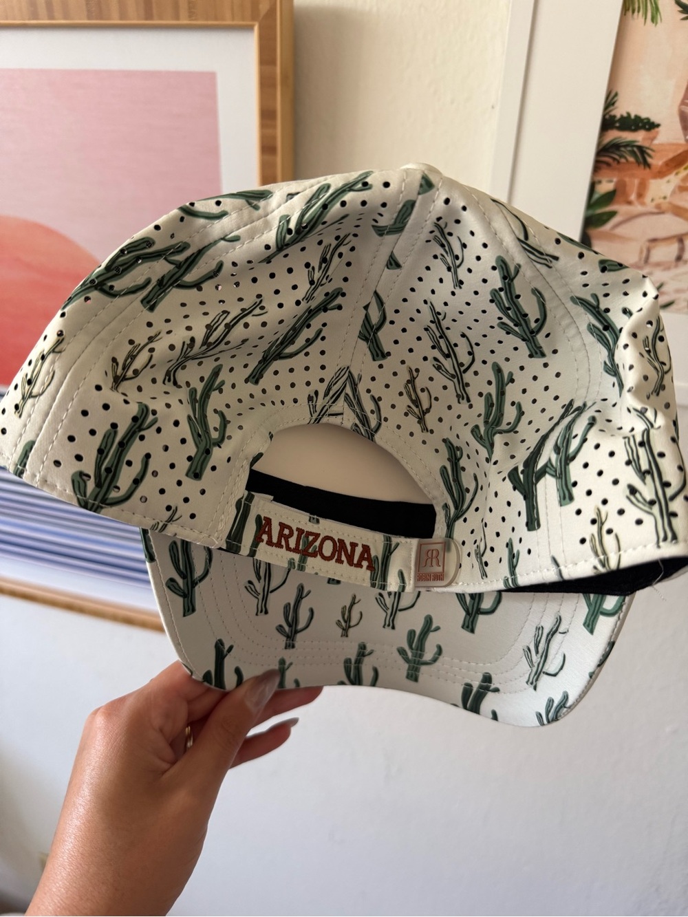 Robin Ruth Arizona White Baseball Cap with Green Cactus Print - Picture 2 of 5